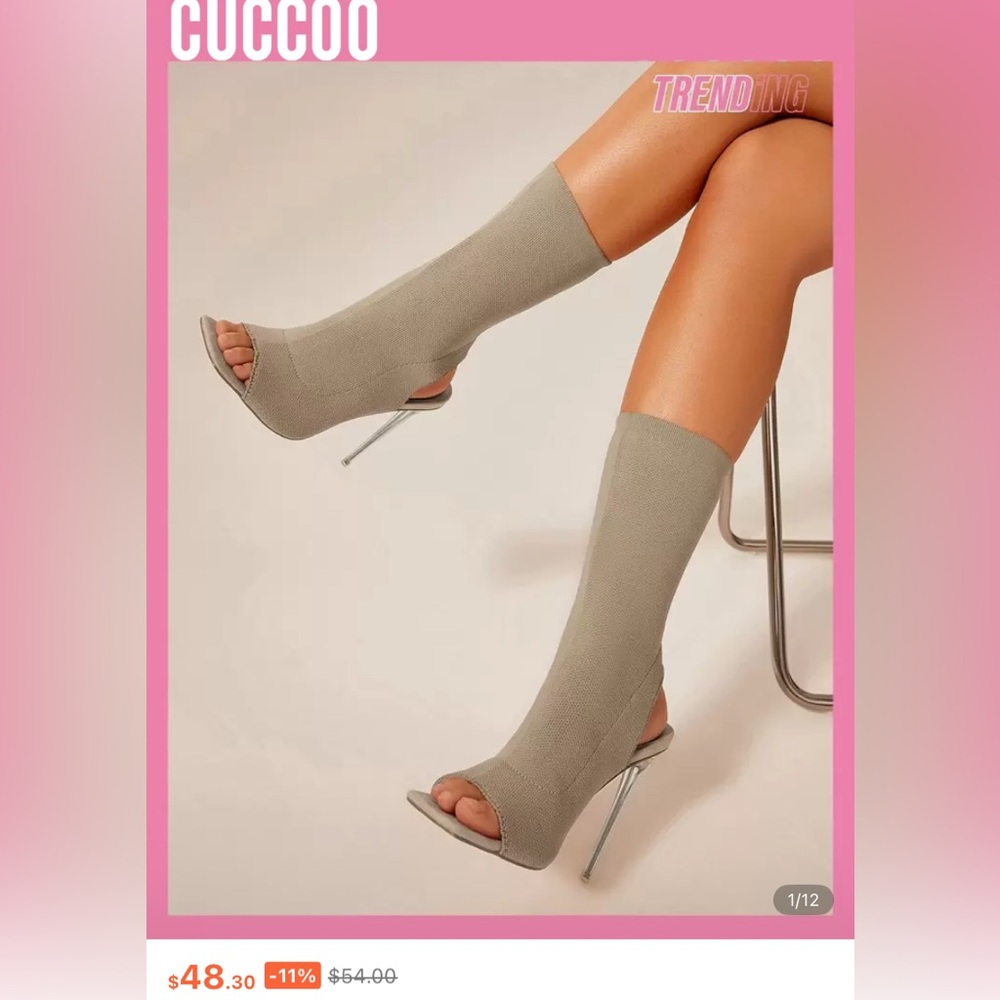 Elegant Tan Women's Boots with Clear Heels
